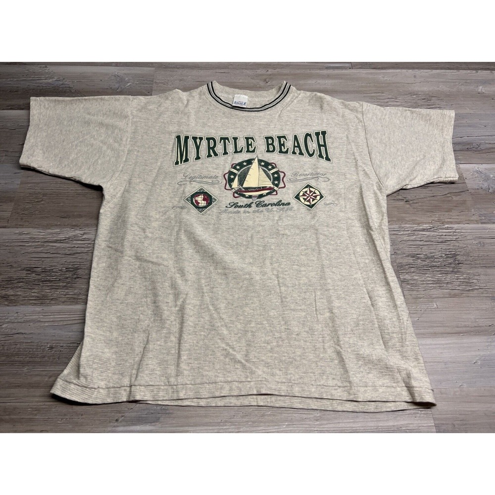 Vintage 90s Myrtle Beach T-Shirt‎ Sailing Nautical Size XL Made in USA Textured
